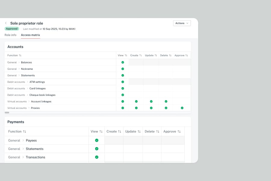 Banking app admin system